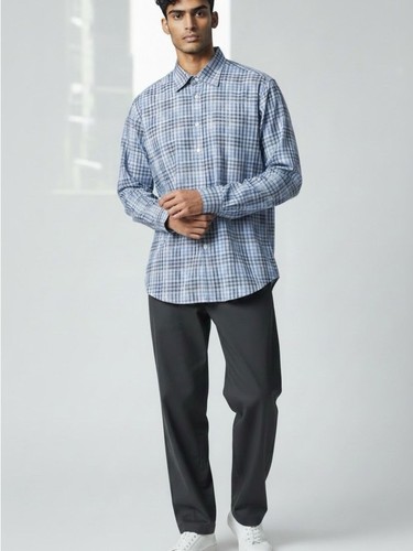 Etro blue check button down - blue,