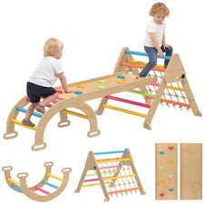 AIYAPLAY 8-in-1 Toddler Climbing Frame, Play Triangle Set, Multicolour