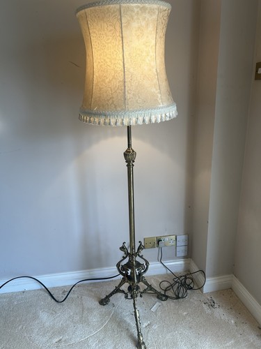 Antique brass standard lamp - brass,