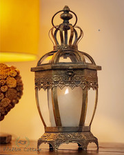 Gold Candle Lantern Hexagonal
