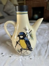 Brixham Pottery Oil-Vinegar Jug/oil/vinegar Pourer With Kingfisher And Blue Tit.