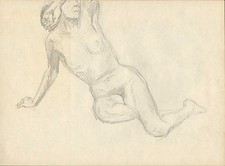 original pencil drawing from a competent artist  1939  (  nude lady ) figure