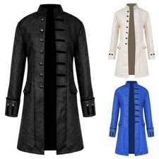 Mens Victorian Frock Coat Steampunk Tailcoat Long Jacket Vamp Gothic Vintage