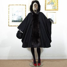 Vintage 1980s Wool Maxi Cape