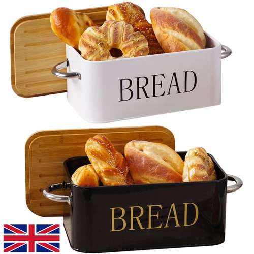 Metal bread bin - metal, wooden