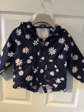 Baby Navy Hooded Waterproof Raincoat In Daisy Print From Nutmeg 18-24 Months
