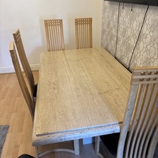 Travertine Dining Table Marble Effect With  matching side board and table lamp