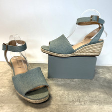 M&S Marks Spencer Womens Sandals Wedge Holiday Denim Blue Wide Fit UK 6.5