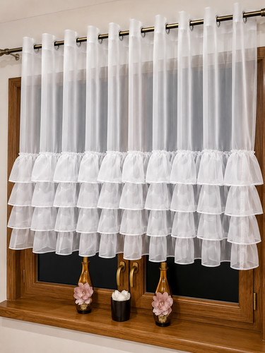 White voile curtain 400x130cm - white,