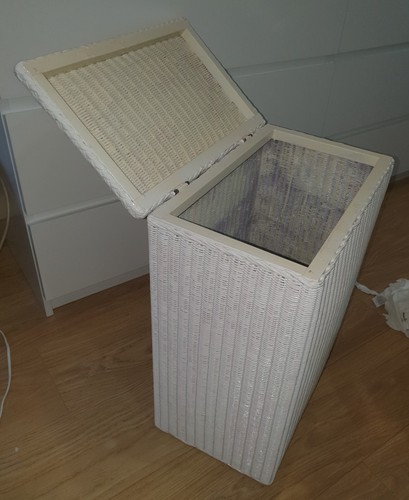 White painted wicker basket - white,