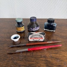 Knib dip pens and quink - quink, bottle