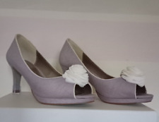 JACQUES VERT Light GREY SHANTUNG Size 40 PEEP TOE SHOES MOB