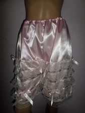 BO PEEP BLOOMERS PINK  SATIN WHITE  FRILLY TRIM   30-46W KNEE LENGTH