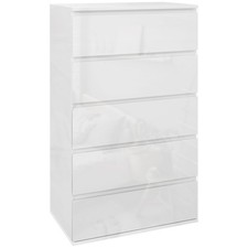 HOMCOM Bedroom Chest of Drawers, High Gloss 5 Drawers Dresser, White