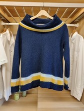 QUBA & CO UK 14 NAVY JUMPER SWEATER PULLOVER NAUTICAL ROLL NECK WOMENS WOOL KNIT