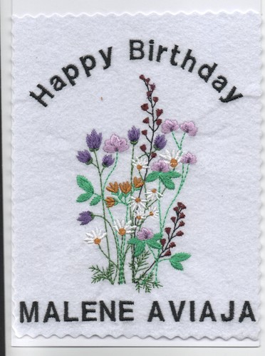 Hand made embroidered birthday - made,
