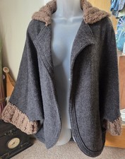 Gharani Strok~Grey Wool Knit Edge Open Front Cardigan Jacket Size UK 12M (12-16)