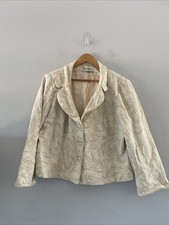 Roman Originals Blazer 22 Jacket Linen Blend Beige Gold Trim