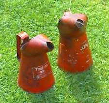 VINTAGE LITRE & QUART THELSON MOTOR OIL POURER JUG  CANS GARAGE ADVERTISING