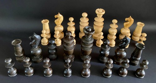 Antique french wooden chess - antique,