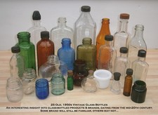 x25 Vintage 1950s Mid Century EMBOSSED OLD Glass BOTTLES  Wedding Interior Decor