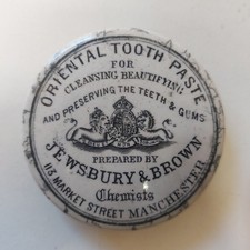Antique Jewsbury & Brown Manchester Oriental Tooth Paste Pictorial Pot Lid