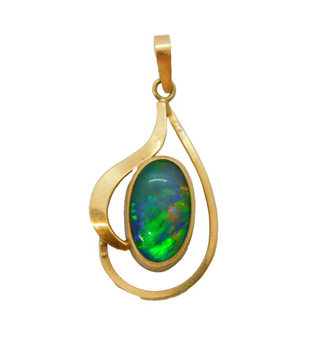 9ct yellow gold black opal - 9ct,
