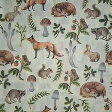4 x Single Napkins Decoupage Arts Crafts Woodland Animals Plants 33 Cms 2 Ply.
