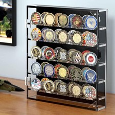 Acrylic Coins Storage Box Display Frame for 45 Medal Poker Chip