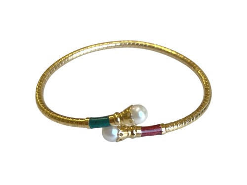 18ct gold enamel akoya - 18ct,