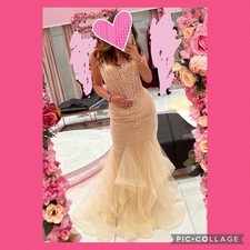 Evita London By Beverley Hills Prom Dress E1032L in Champagne Uk Size 10 