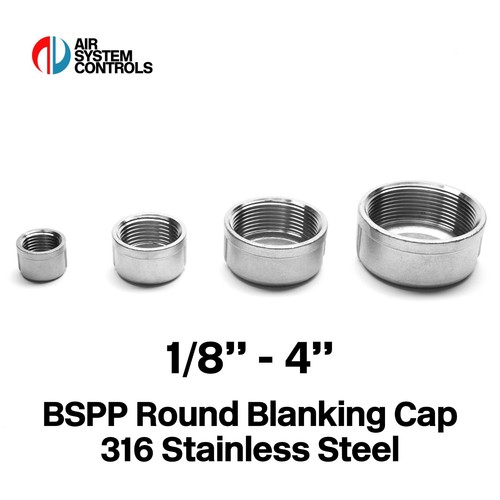 Bspp round cap 316 stainless - cap,