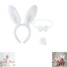 3PCS Kids Adult Rabbit Bunny Ears Headband Bow Ties Tail Set Party