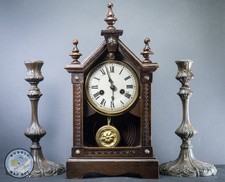 Antique Gothic Style Mantel Steeple Clock Early 20th-Century