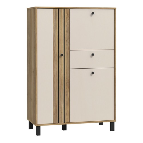 Cream oak storage cabinet - cream,