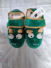 M&S Boys Dragon Slippers In Green Size 11 New with Tags