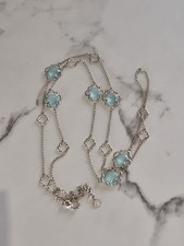 Stella & Dot Amala Silver Tone  Gemstone Station Long Necklace