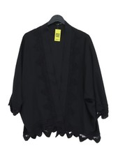 Oasis Women's Cardigan UK 12 Black Polyester with Cotton V-Neck Cardigan