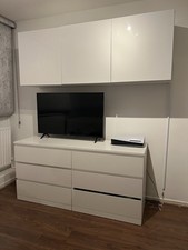 IKEA White High Gloss chest Of drawers & Wall cabinets Set (excellent Condition)