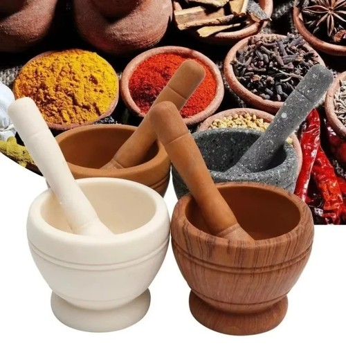 Granite pestle and mortar - and,