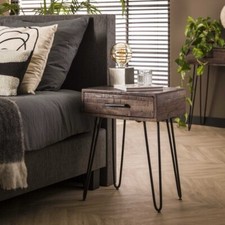 Grey Acacia Wood Table Metal