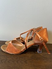 Move Dance Latin And Ballroom Shoes, Size 6, 2” Heel. Tan Satin