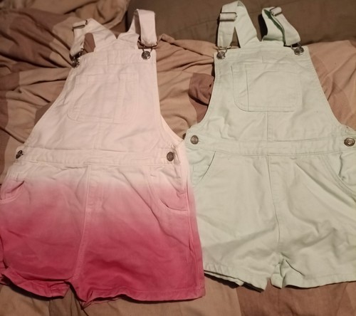Pair girls short dungarees - of,