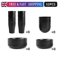 32PCS Set Black Dinnerware