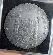 8 REALES 1758 MEXICO PILLAR DOLLAR  SPANISH SILVER COIN AU – MAKE AN OFFER ➤