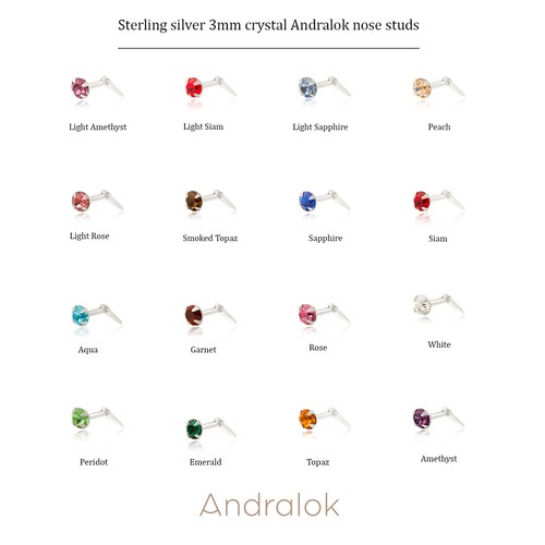 Sterling silver 3mm crystal