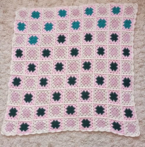 Vintage crochet blanket pink