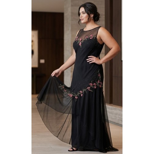 Xscape silk beaded floral mesh - floral,