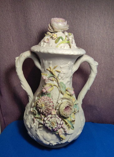 Large bisque flower encrusted - bisque,
