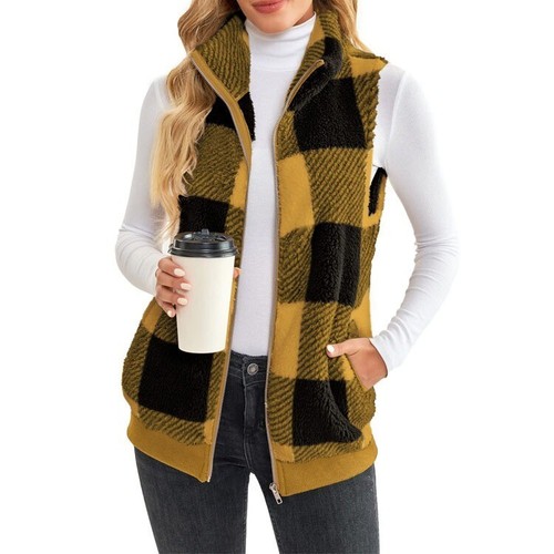 Ladies body warmer gilet check - ladies,